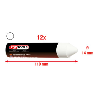 KS Tools Signierkreide, weiss, 12er Pack
