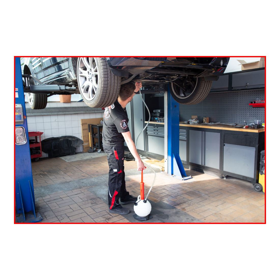 KS Tools Sistema universale di riempimento dell'olio per ingranaggi, con set di adattatori da 15pz.