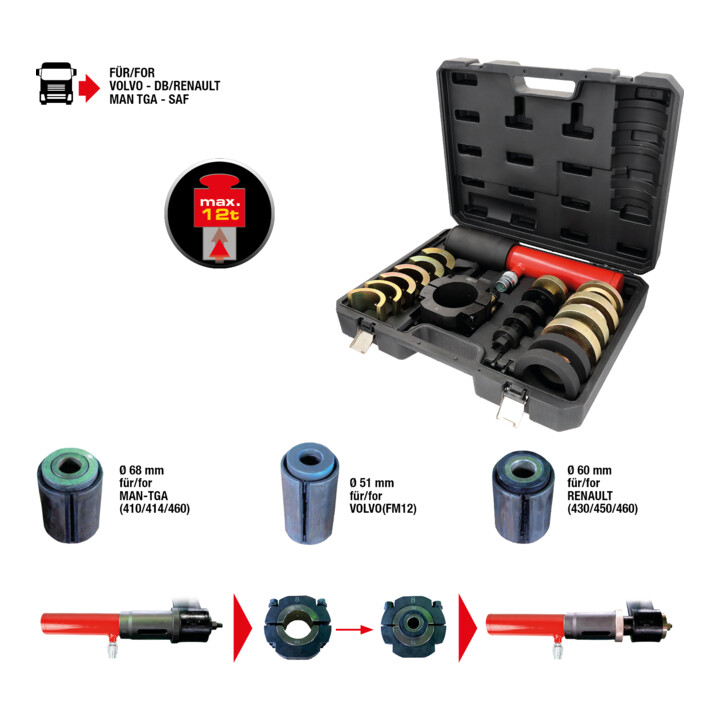 KS Tools sleufbussen gereedschap set voor silent lager sleufbussen, 19 st.