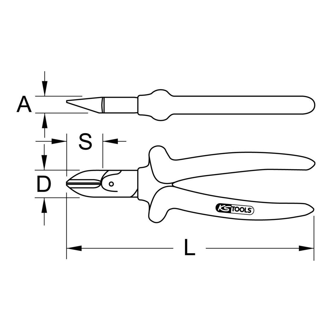 KS Tools SlimPOWER Diagonal-Seitenschneider, 200 mm