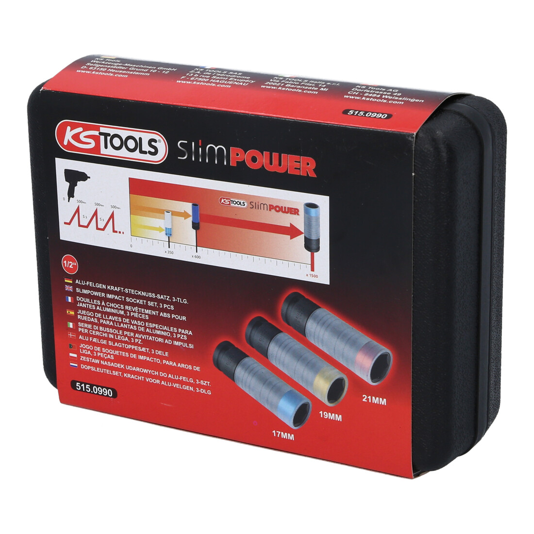 KS Tools SlimPOWER Impact-Stecknuss-Satz, 3-teilig, 1/2"