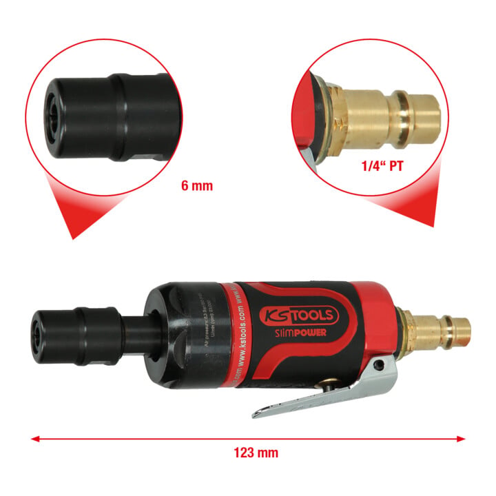 KS Tools SlimPOWER Mini-Druckluft-Stabschleifer gerade