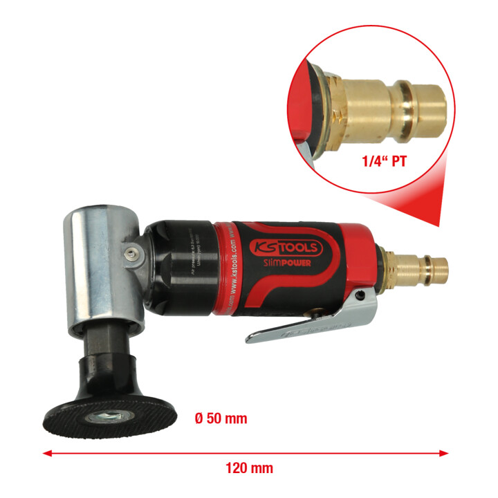 KS Tools SlimPOWER mini meuleuse à air pour gros tampons, 19000 tr/min