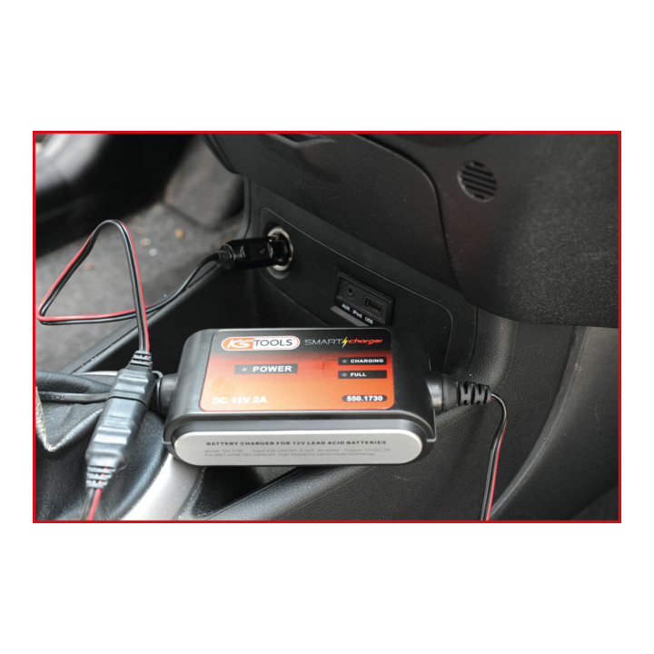 KS Tools SMARTcharger Schnellkontaktkabel mit Zigarettenanzünder-Stecker