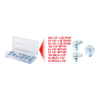 KS Tools smeernippel assortiment, metrisch & inch, 70 delig