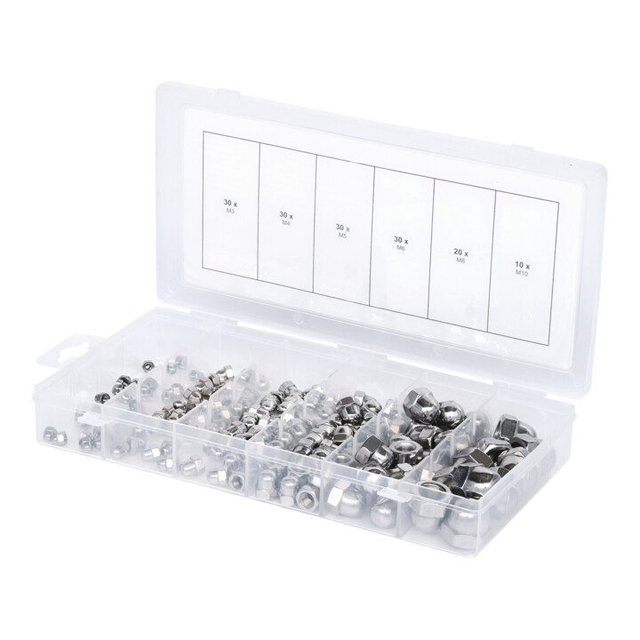 KS Tools Sortiment Edelstahl-Muttern, metrisch, 150-teilig