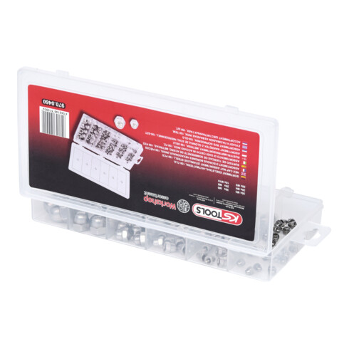 KS Tools Sortiment Edelstahl-Muttern, metrisch, 150-teilig