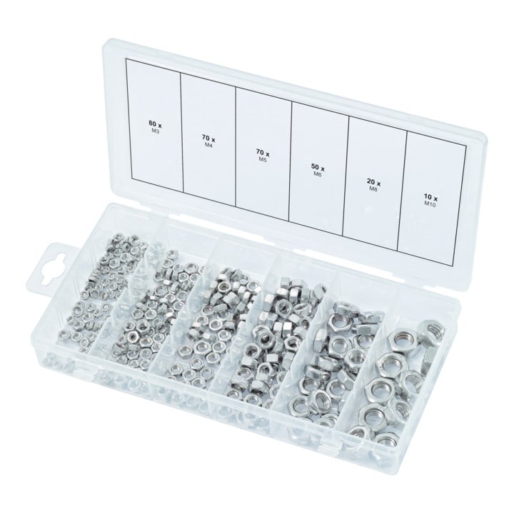 KS Tools Sortiment EDELSTAHL Muttern, metrisch, 300-teilig
