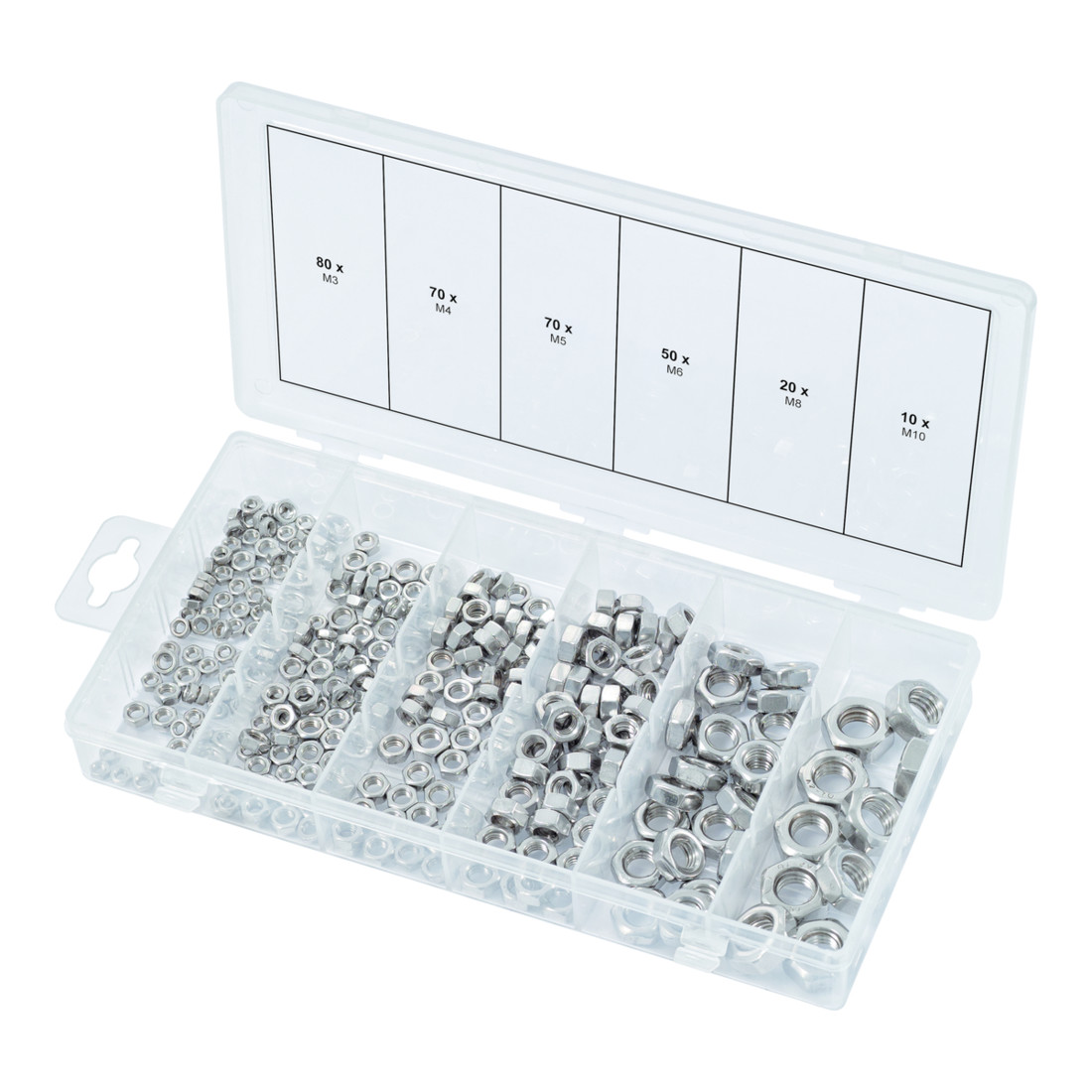 KS Tools Sortiment EDELSTAHL Muttern, metrisch, 300-teilig