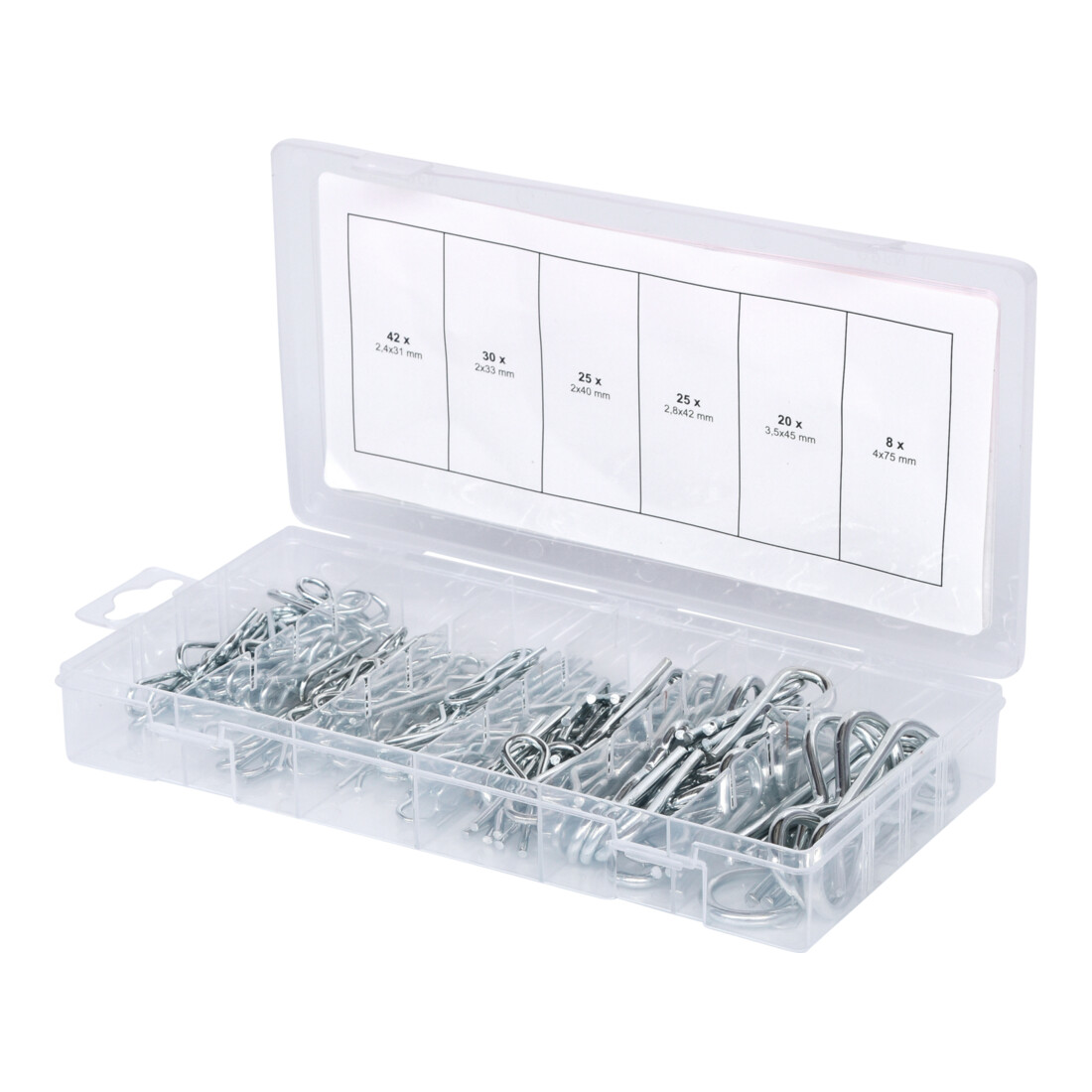KS Tools Sortiment Federsplinte, 1,8x33 - 3,9x75, 150-teilig
