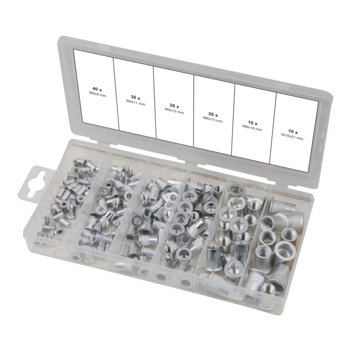 KS Tools Sortiment Gewindenieten, Aluminium, M3x9mm-M10x21mm, 150-teilig