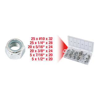 KS Tools Sortiment Muttern, selbstsichernd, UNF, 100-teilig