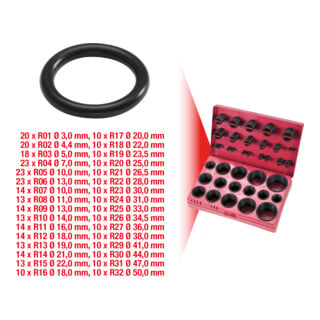 KS Tools Sortiment O-Ringe,Innen Ø 3-50mm/R01-R32, 419-teilig