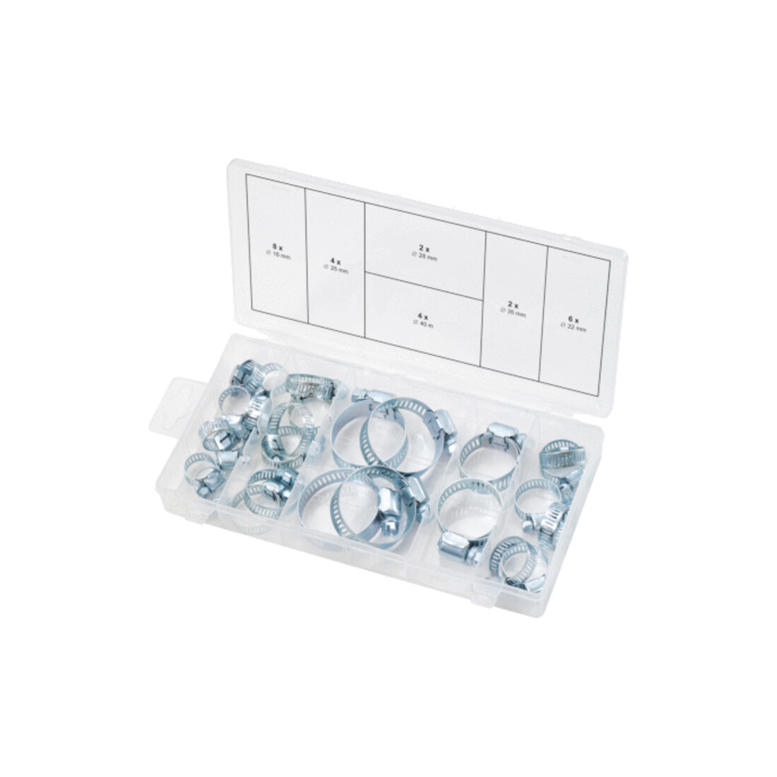 KS Tools Sortiment Schlauchschellen, Ø 16-40mm, 26-teilig
