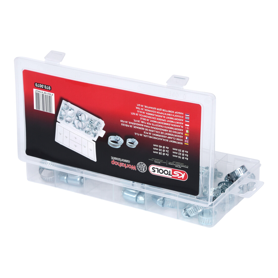 KS Tools Sortiment Schlauchschellen, Ø 16-40mm, 26-teilig