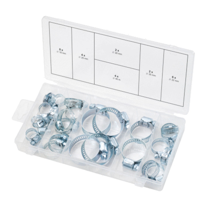 KS Tools Sortiment Schlauchschellen, Ø 16-40mm, 26-teilig
