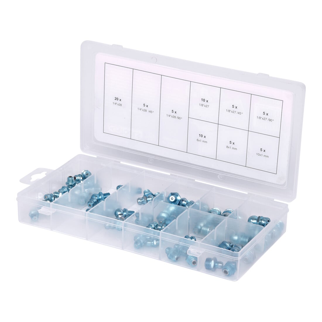 KS Tools Sortiment Schmiernippel, metrisch& Zoll, 70-teilig
