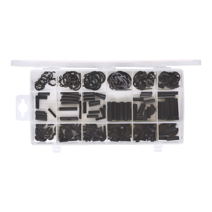 KS Tools Sortiment Spannstift/Seegering/Federkeile/E-Sicherungsring, 295-teilig
