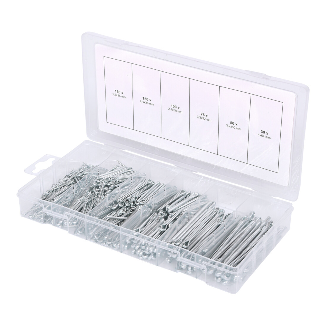 KS Tools Sortiment Splinte, 1,6x25,4mm-4,0x63,5mm, 555-teilig