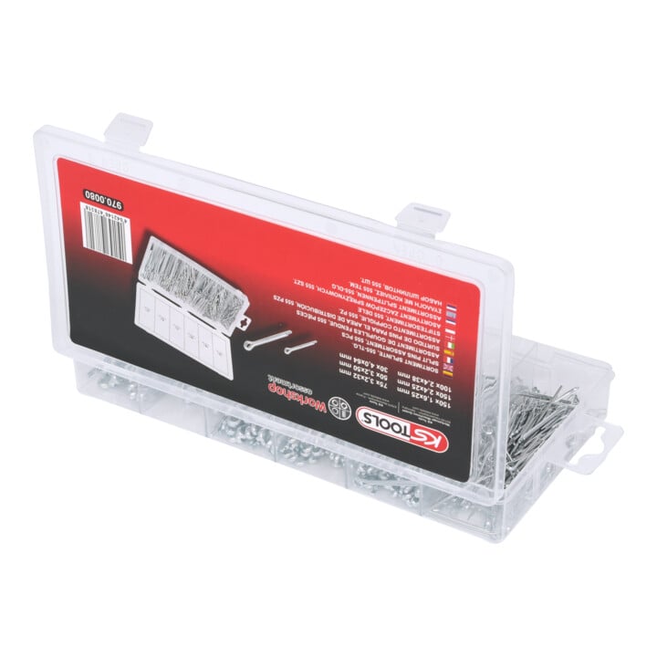 KS Tools Sortiment Splinte, 1,6x25,4mm-4,0x63,5mm, 555-teilig