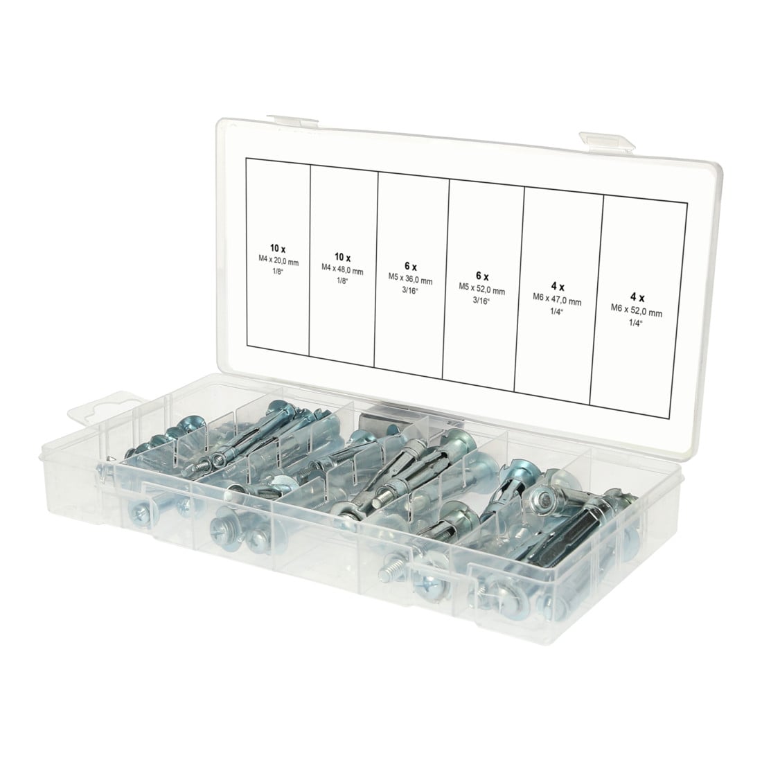 KS Tools Sortiment Spreiz- und Ankerdübel, M4x20mm - M6x52mm, 40-tlg.
