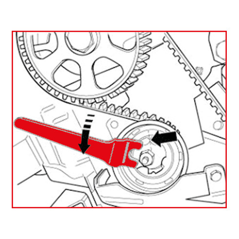 KS Tools Spannrollen-Schlüssel für Zweilochmuttern, 140mm