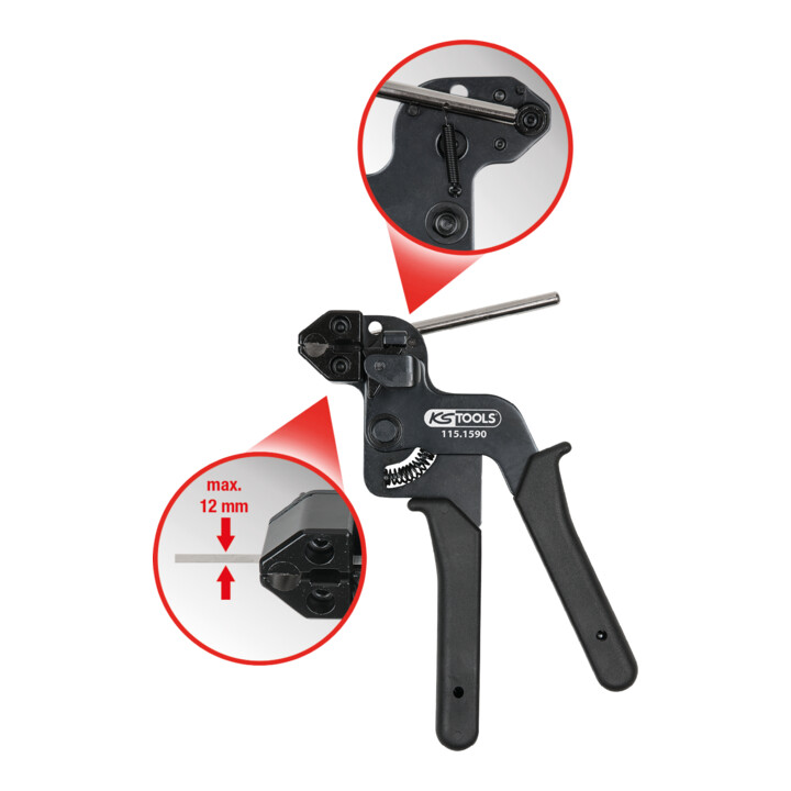 KS Tools spantanghouder voor RVS kabelbinders met kogelvergrendeling