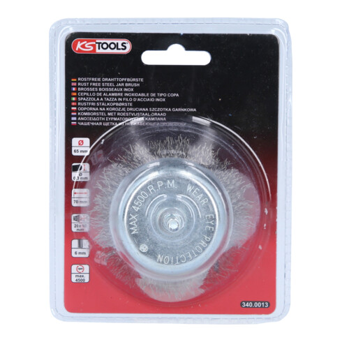 KS Tools Spazzola a tazza in filo inox 0,3 mm
