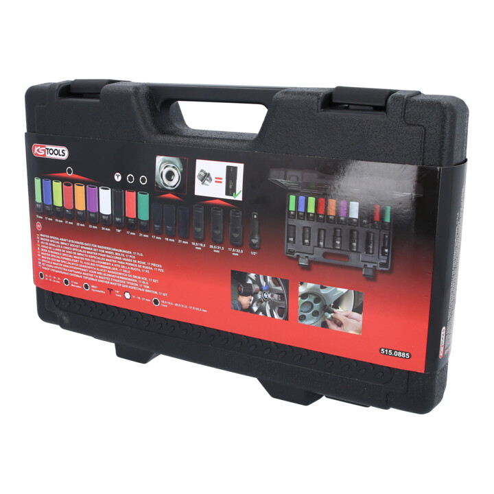 KS Tools Speciale 1/2" MASTER krachtdoppenset voor wielschroefverbindingen, 17-dlg