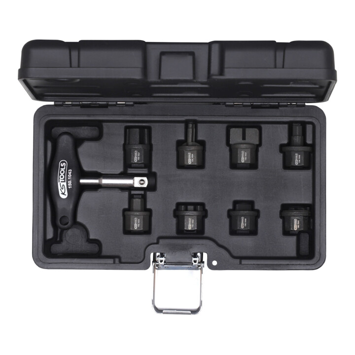 KS Tools speciale 3/8" olieverversingsprofielset voor kunststof olieaftappluggen, 9-dlg