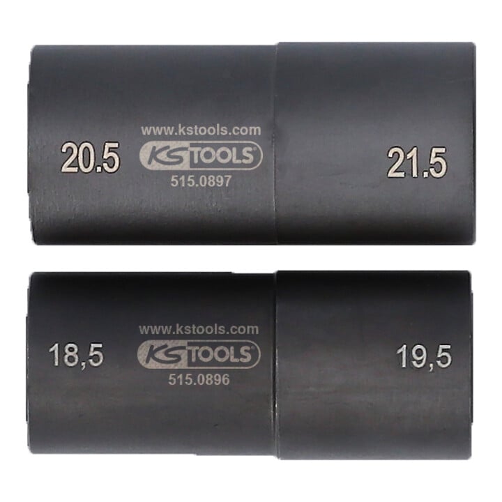 KS Tools Speciale aluminium velg dopsleutelset 1/2 inch voor Ford, 18,5 / 19,5 / 20,5 / 21,5 mm, 2 st.