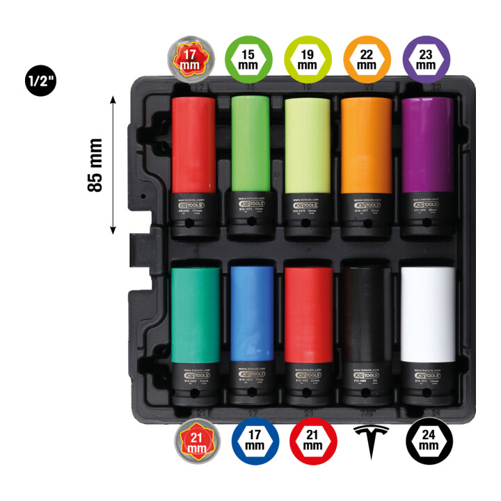 KS Tools Speciale aluminium velgen dopsleutelset 1/2 inch, 10 stuks.