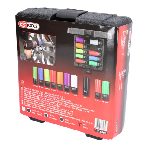 KS Tools Spezial-Alu-Felgen Kraft-Stecknuss-Satz 1/2 Zoll, 10-tlg.