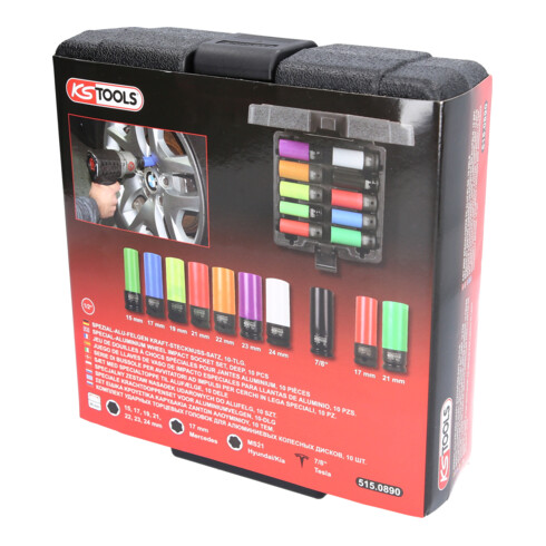 KS Tools Spezial-Alu-Felgen Kraft-Stecknuss-Satz 1/2 Zoll, 10-tlg.