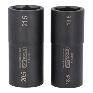 KS Tools Spezial-Alu-Felgen-Kraft-Stecknuss-Satz 1/2 Zoll für Ford, 18,5 / 19,5 / 20,5 / 21,5 mm, 2-tlg.