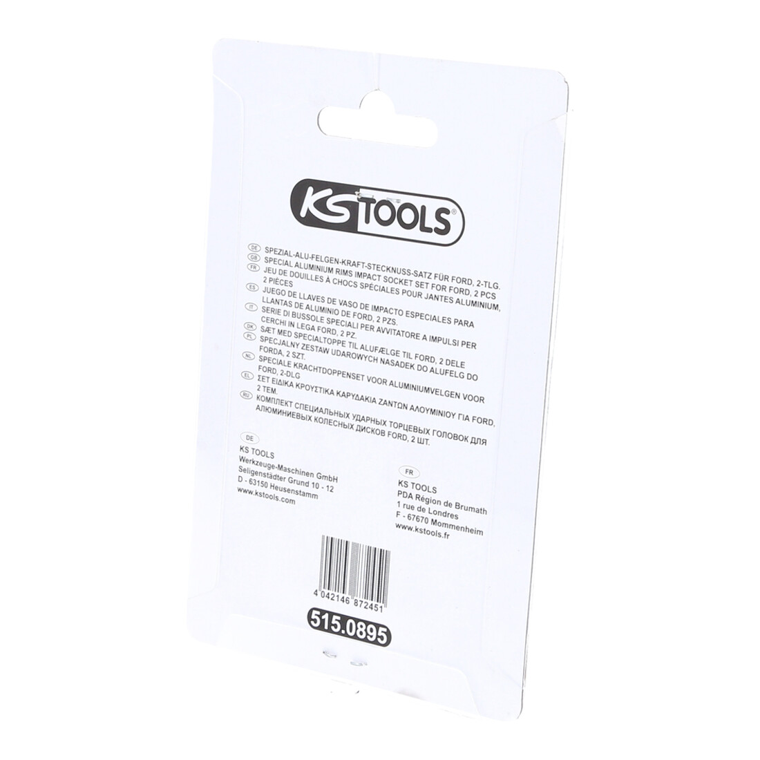 KS Tools Spezial-Alu-Felgen-Kraft-Stecknuss-Satz 1/2 Zoll für Ford, 18,5 / 19,5 / 20,5 / 21,5 mm, 2-tlg.