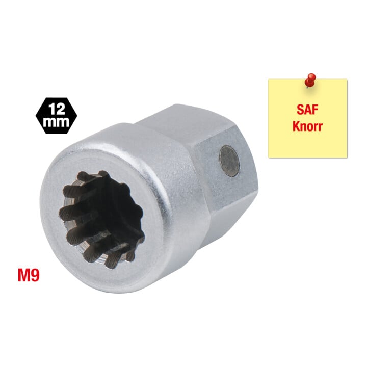 KS Tools Spezialeinsatz Vielzahn M9 mit Magnet, für SAF und Knorr Sättel
