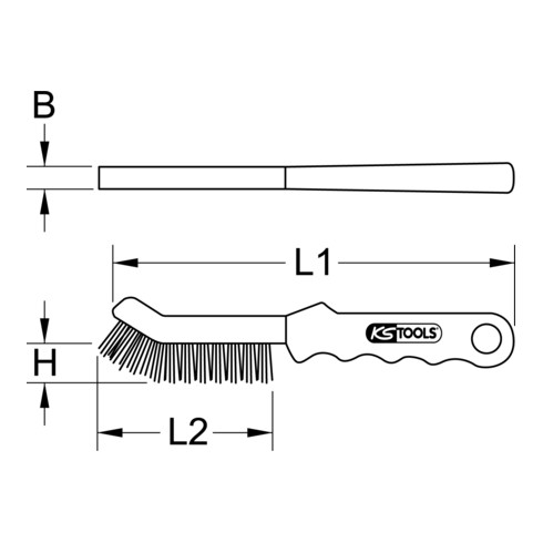 KS Tools Stahldraht-Bremssattel-Drahtbürste 2-reihig, gerade