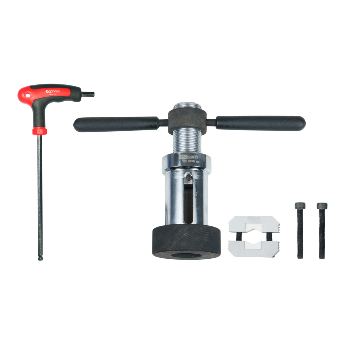 KS Tools Stoßdämpfer-Montagehilfe-Satz für Stoßdämpfer mit Zuganschlagfeder, 7-tlg.