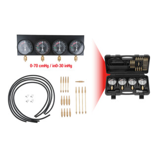 KS Tools Synchroniseur de carburateurs à 4 manomètres, 28 pcs.