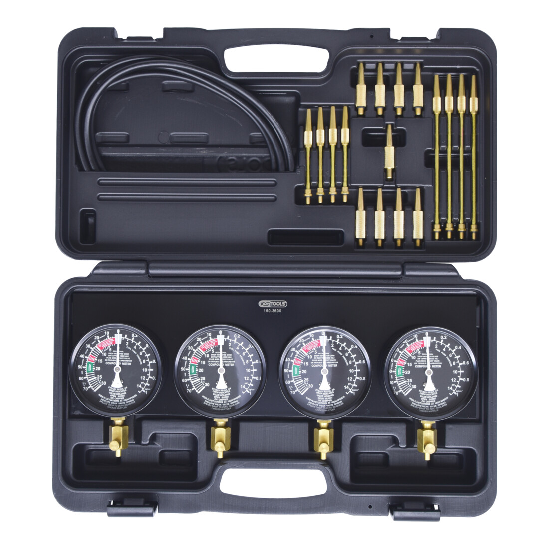 KS Tools Synchroniseur de carburateurs à 4 manomètres, 28 pcs.