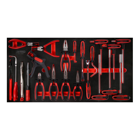 KS Tools T-greep haakse moersleutel / en tangenset in schuimrubberen inlage, 24 st.
