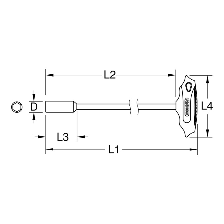 KS Tools T- handvat moerdraaier, lang, 9mm