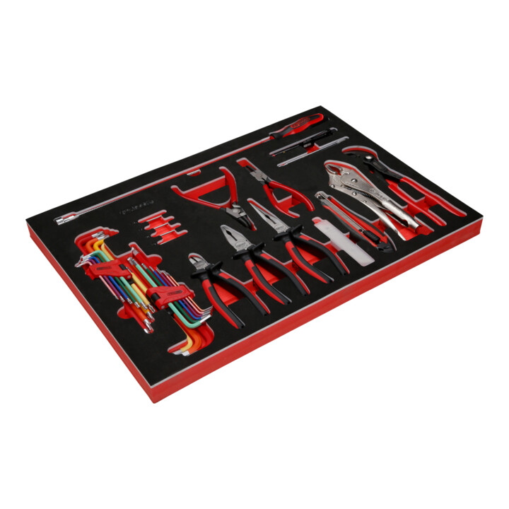 KS Tools tangen / en haakse moersleutelset in schuimrubberen inlage, 45 st.