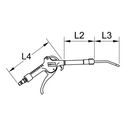 KS Tools Teleskop-Druckluft-Ausblaspistole 90-190mm mit Schutzschild