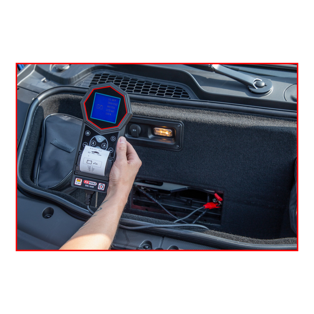 KS Tools Tester digitale 12V / 24V per batterie e sistemi di ricarica con stampante integrata