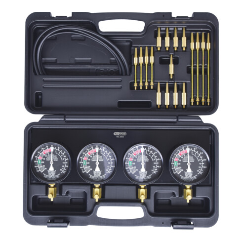 KS Tools Tester per carburatori sincroni con 4 orologi sincroni, 28pz.