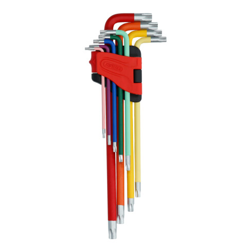 KS Tools Torx haakse steeksleutelset met kleurcode, extra lang, 9 st.
