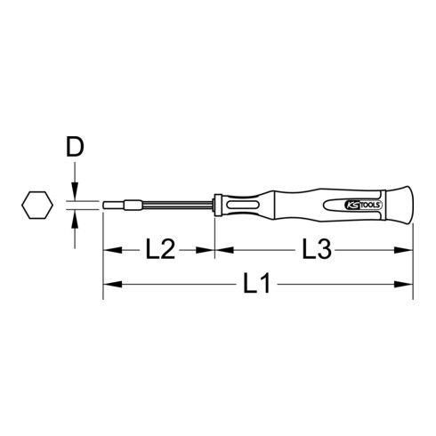 KS Tools tournevis mécanique de précision hexagonal externe, 1,8mm