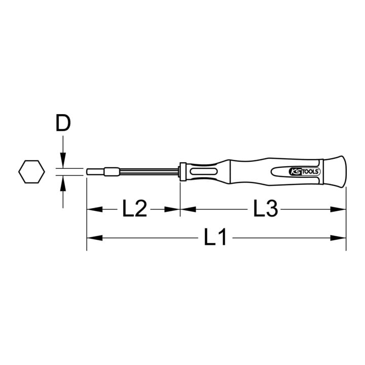 KS Tools tournevis mécanique de précision hexagonal externe, 6,0 mm
